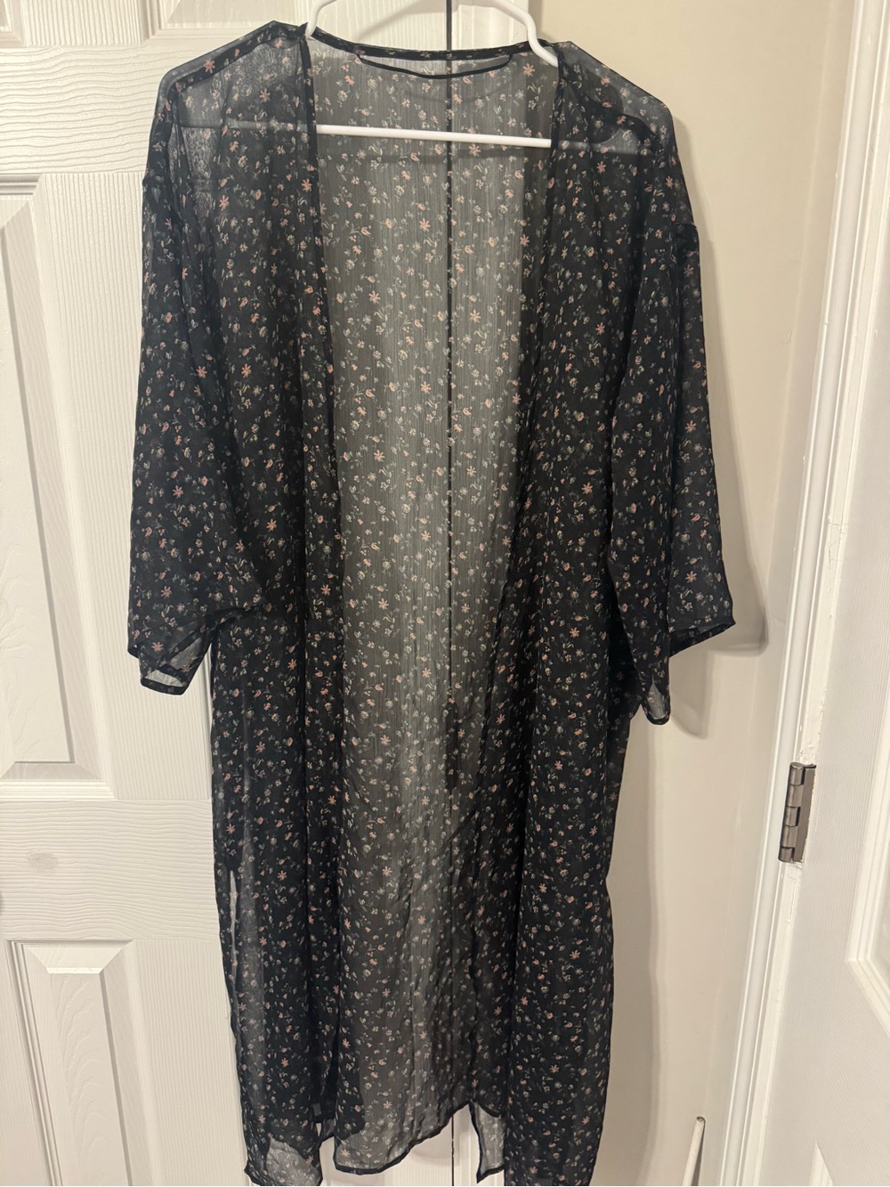 Black Floral Sheer Duster Kimono